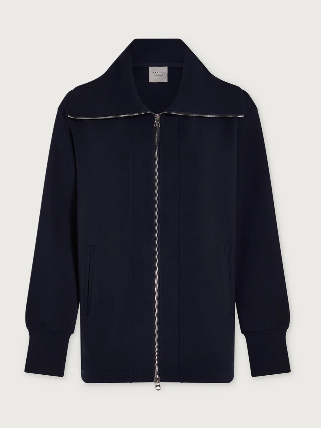 Varley Raleigh Zip Through Sweatshirt in Navy available at Barbara Katz