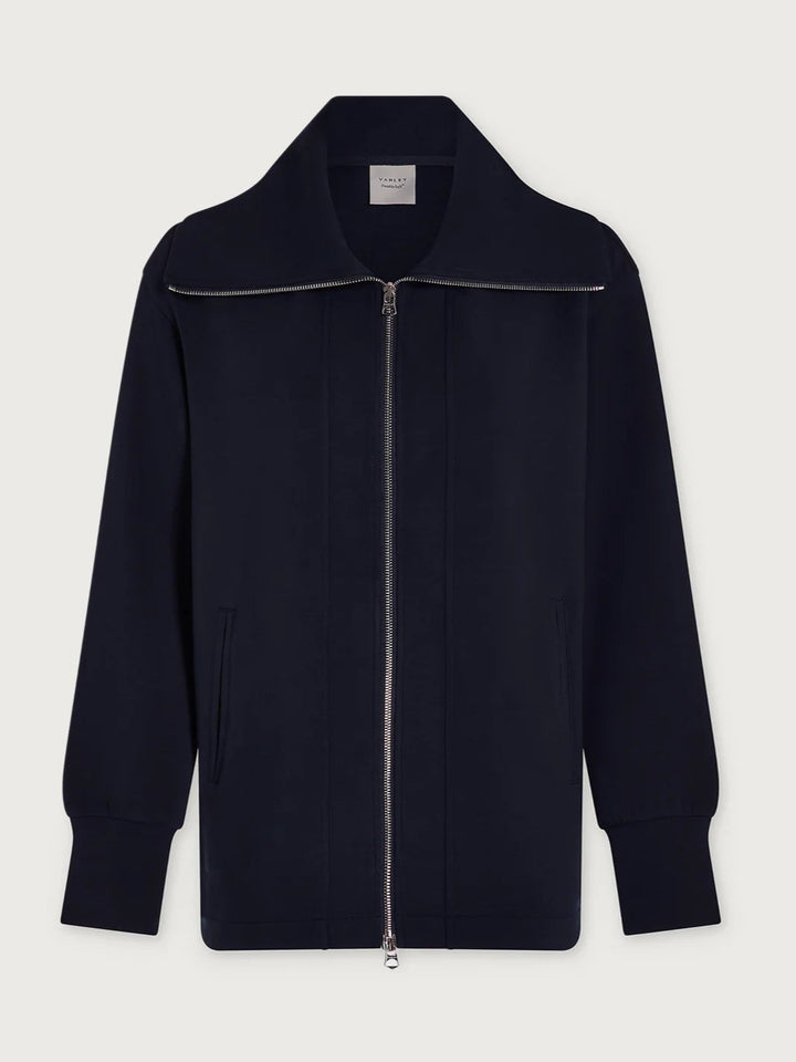 Varley Raleigh Zip Through Sweatshirt in Navy available at Barbara Katz