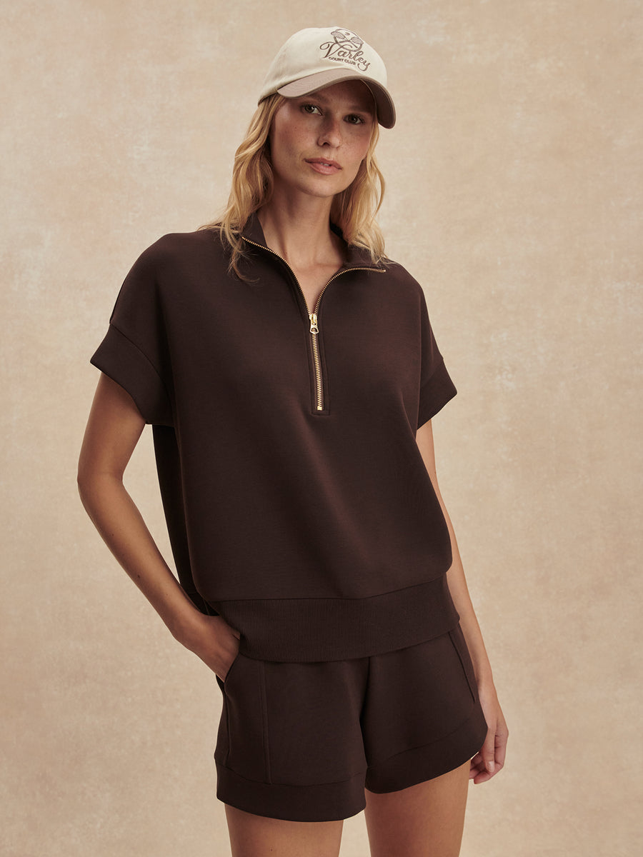 Varley Ritchie Short Sleeve Sweatshirt in Coffee Bean available at Barbara Katz