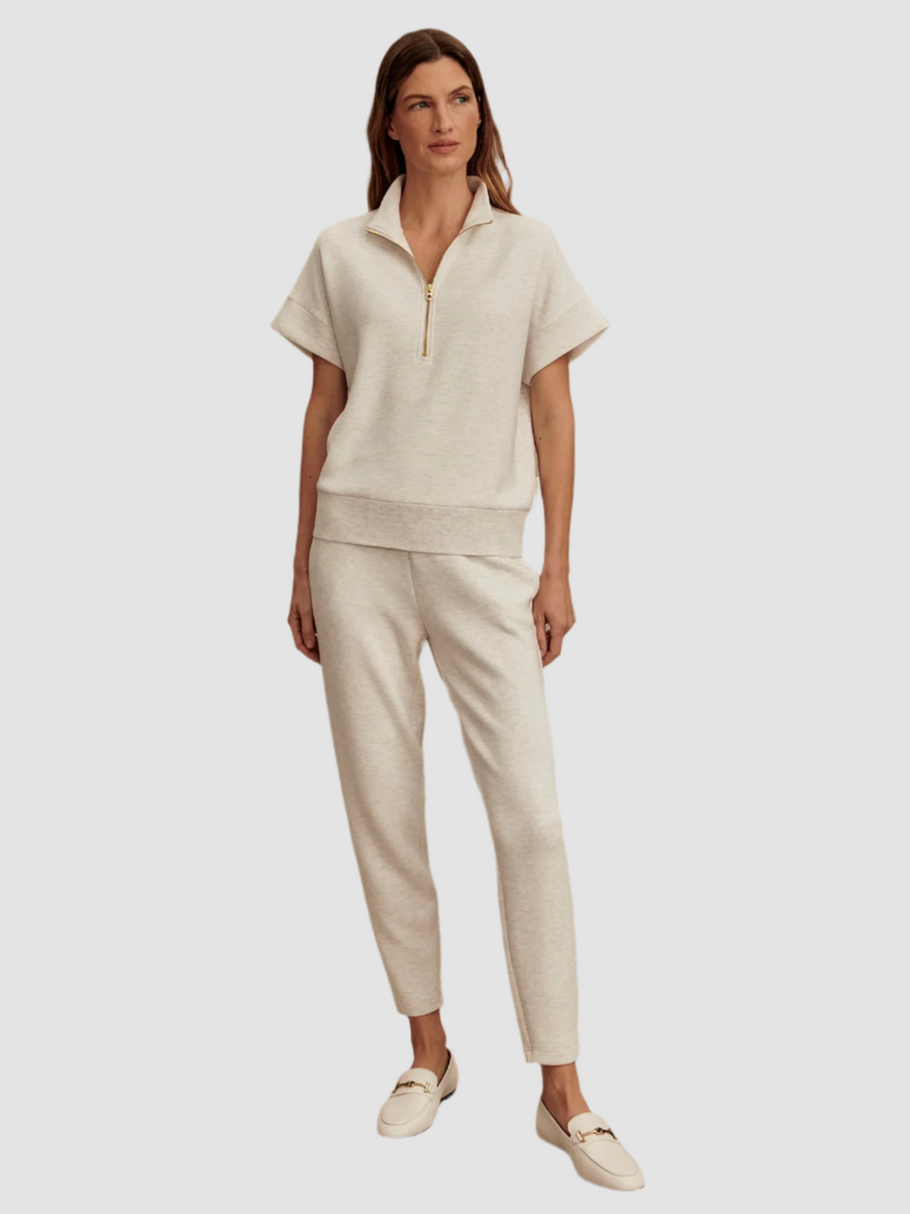 Varley The Slim Pant 27.5" in Ivory Marl available at Barbara Katz