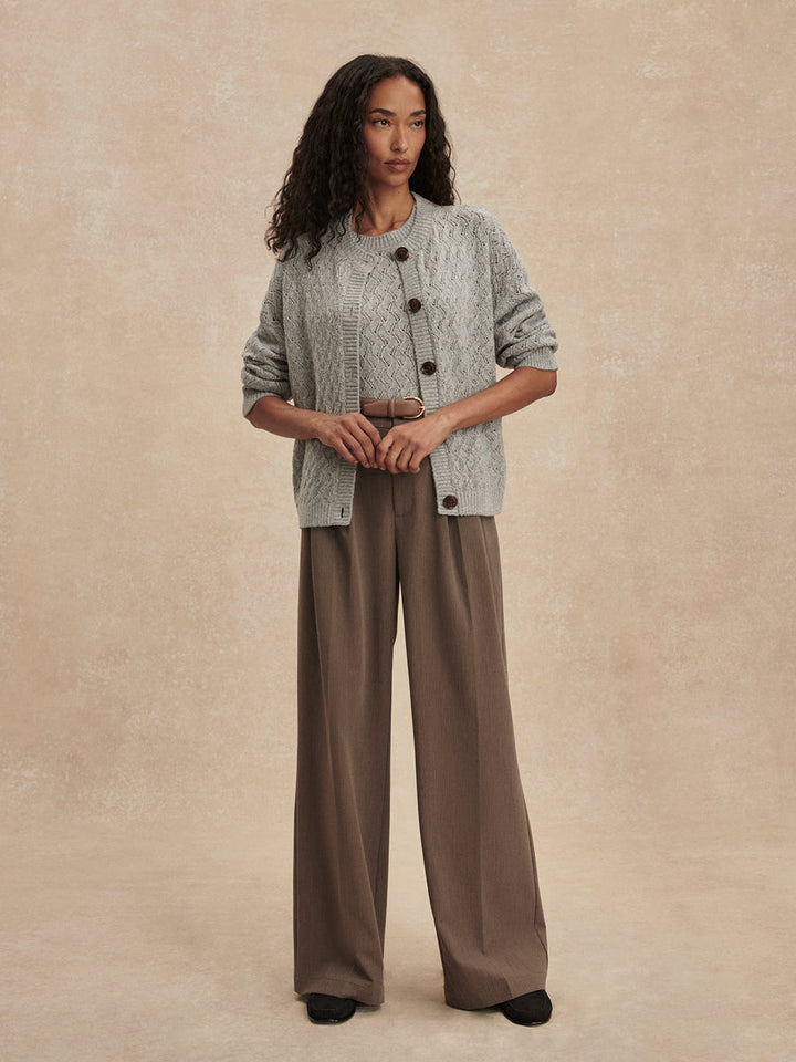 Varley Hossler Knit Cardigan in Grey Melange available at Barbara Katz