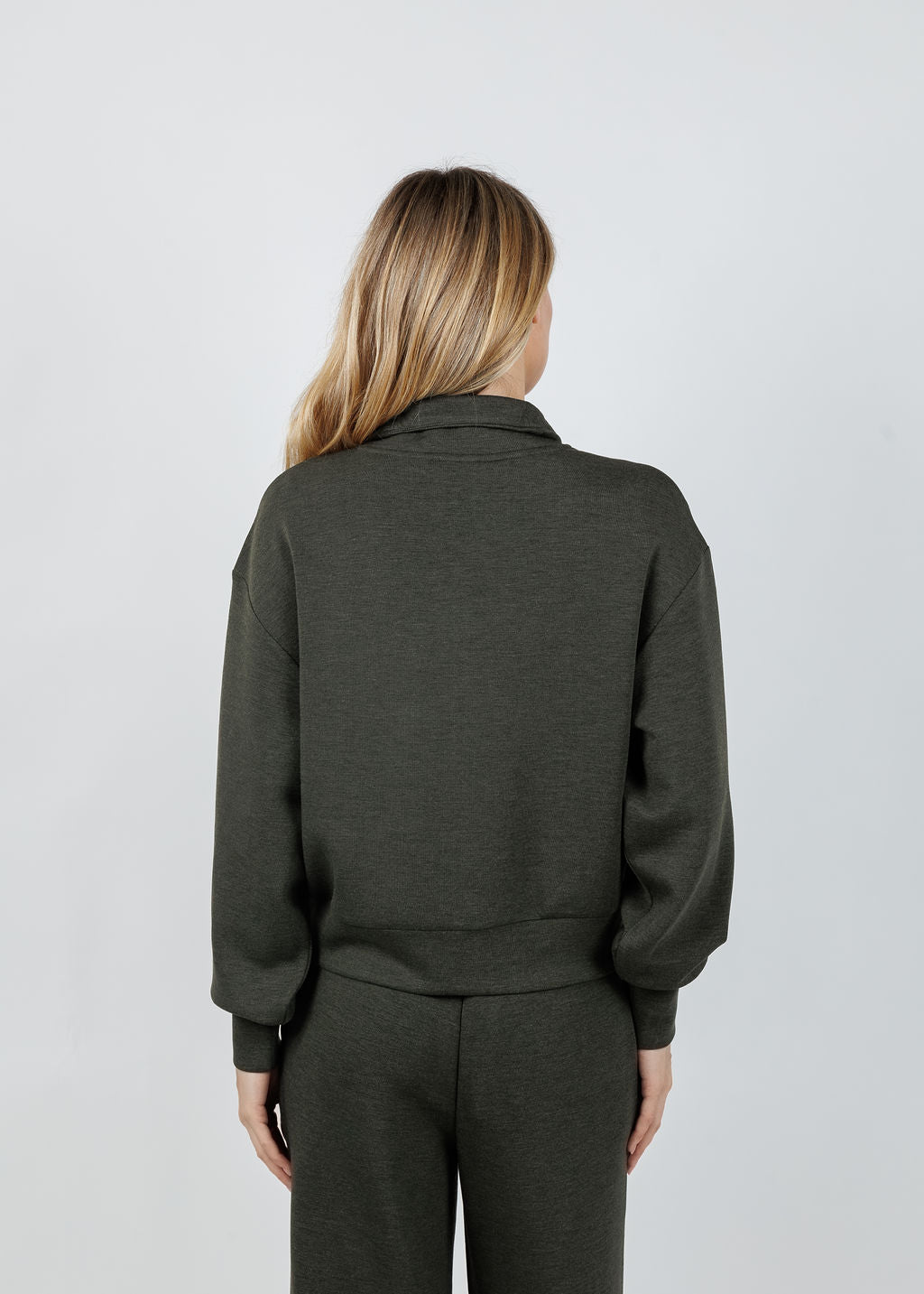 Varley Davidson Sweat in Olive Marl available at Barbara Katz