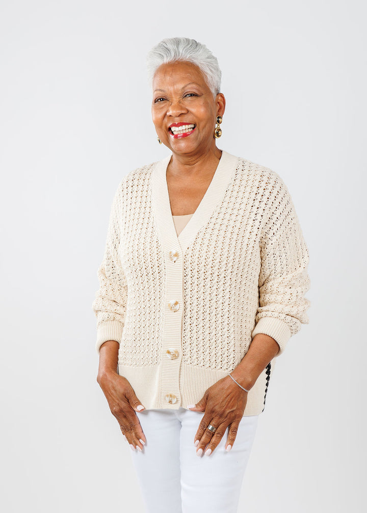 Varley Astell Relaxed Knit Cardigan in Birch available at Barbara Katz