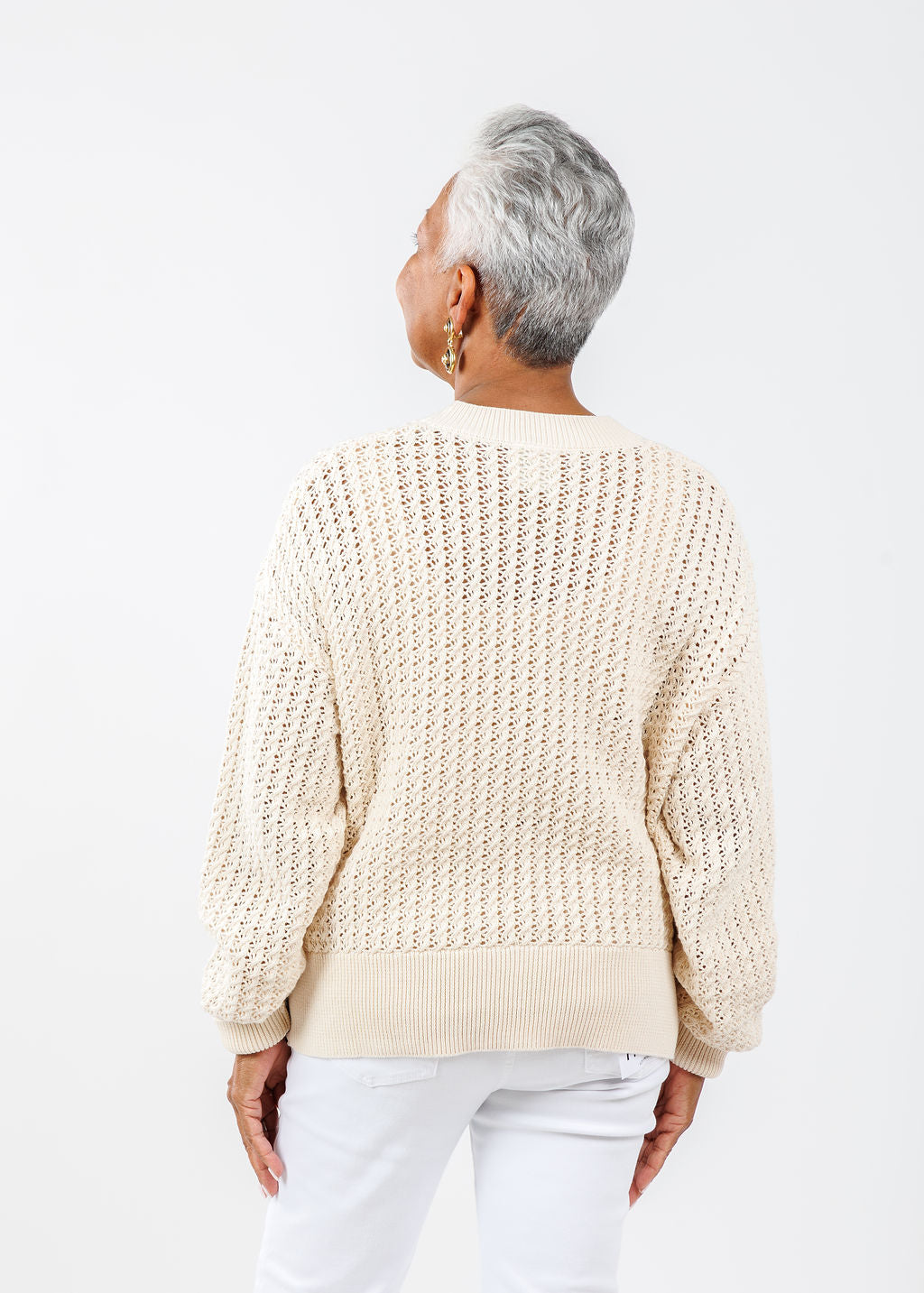 Varley Astell Relaxed Knit Cardigan in Birch available at Barbara Katz