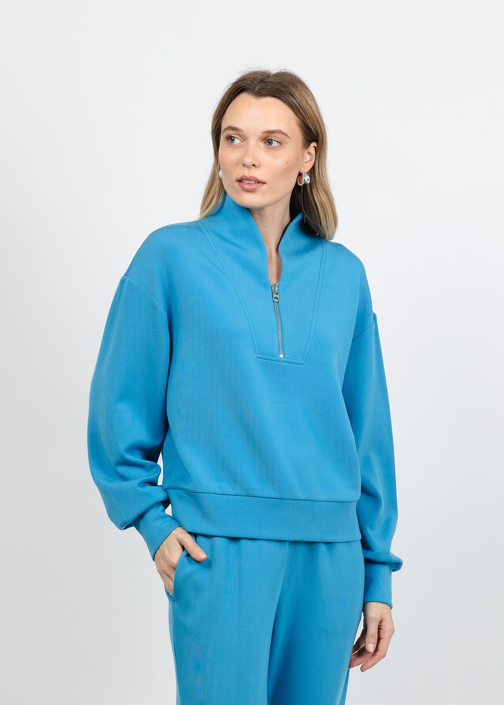 Varley Davidson Sweatshirt in Cendre Blue available at Barbara Katz