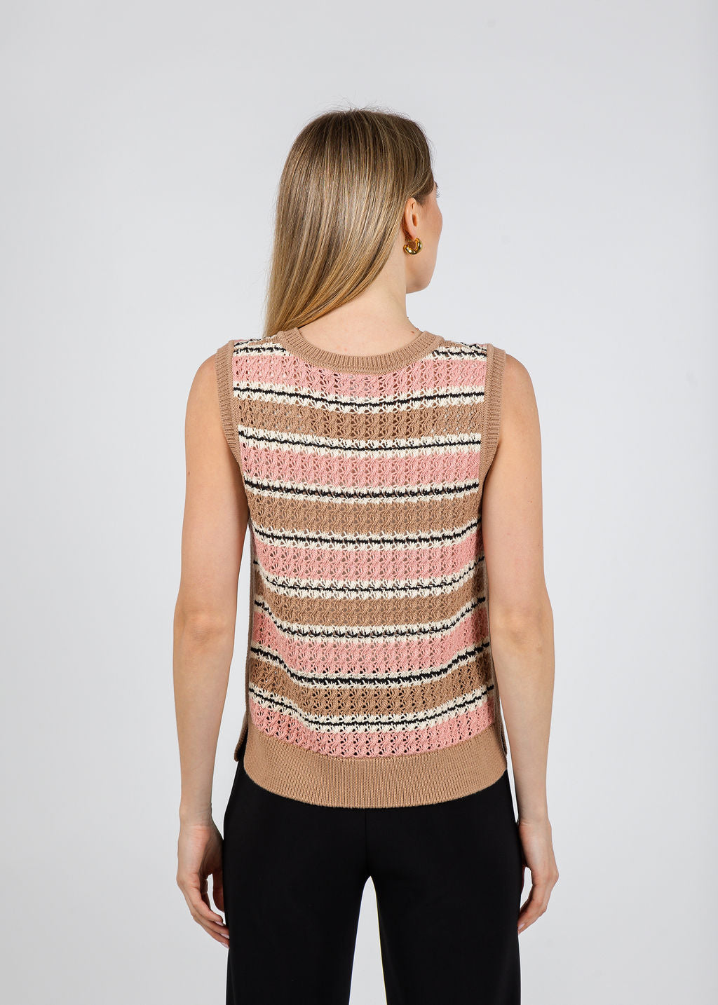 Varley Deeley Stripe Stitch Tank Top in Warm Taupe/Mellow Rose available at Barbara Katz