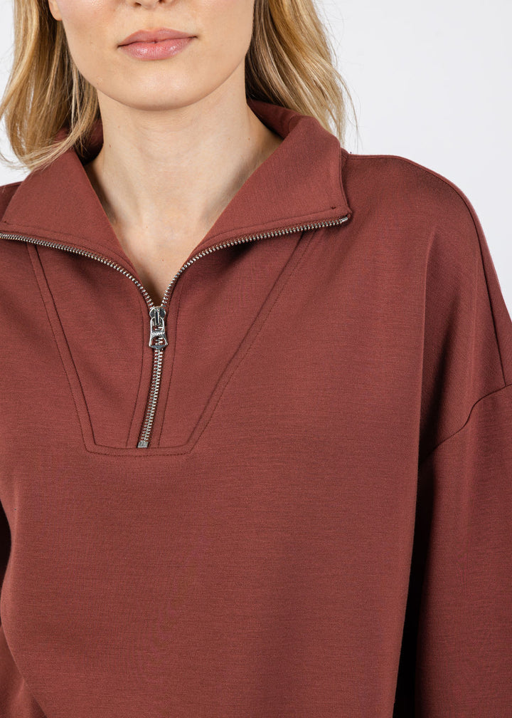 Varley Hawley Half-Zip Sweat in Cinnamon available at Barbara Katz