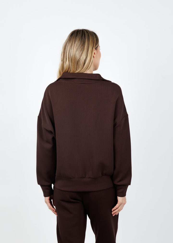 Varley Hawley Half-Zip Sweat in Coffee Bean available at Barbara Katz