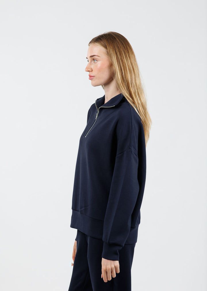 Varley Hawley Half-Zip Sweat in Navy available at Barbara Katz