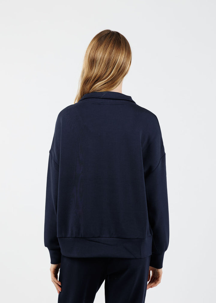 Varley Hawley Half-Zip Sweat in Navy available at Barbara Katz