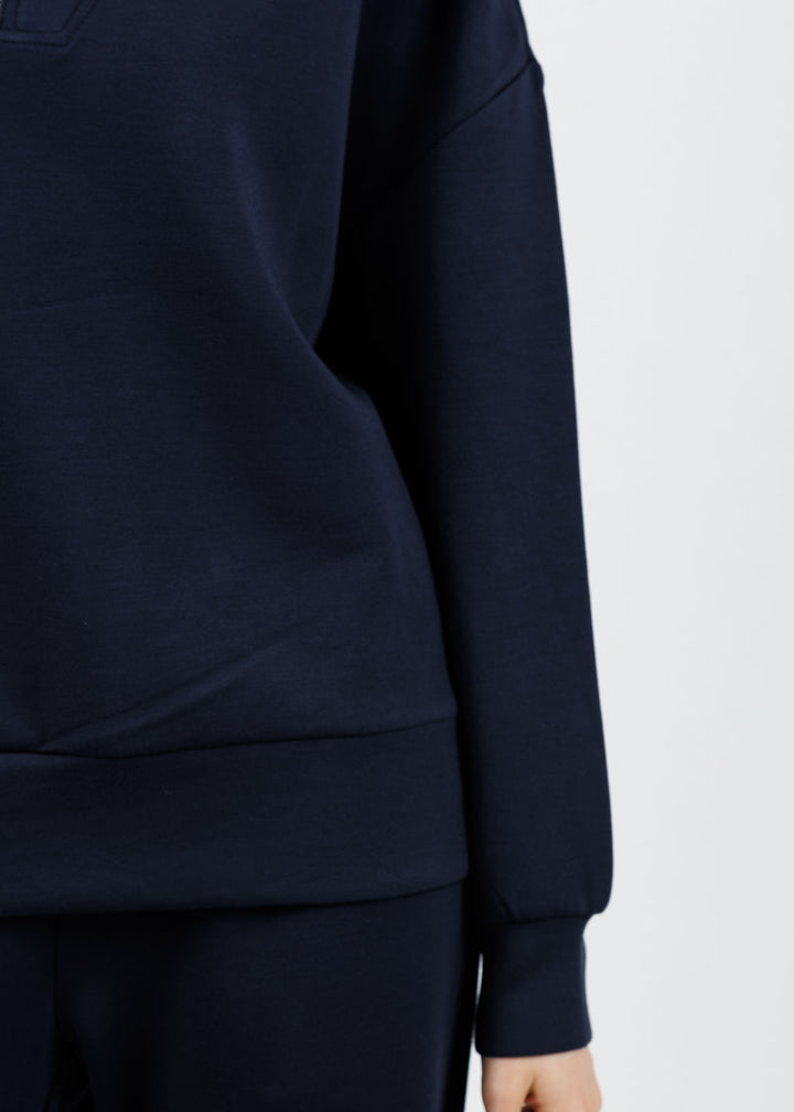 Varley Hawley Half-Zip Sweat in Navy available at Barbara Katz