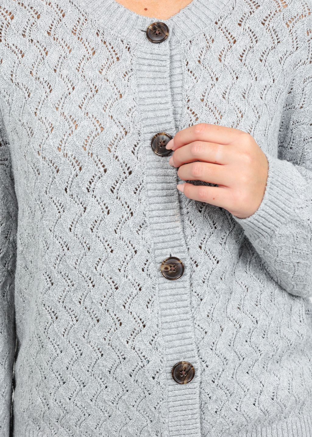 Varley Hossler Knit Cardigan in Grey Melange available at Barbara Katz