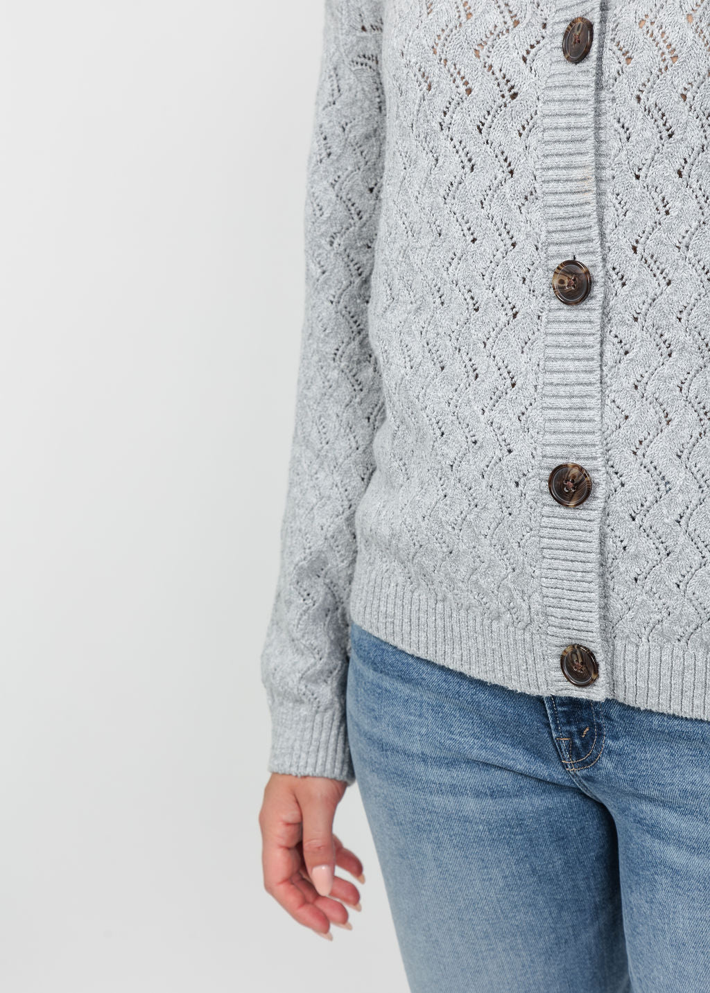 Varley Hossler Knit Cardigan in Grey Melange available at Barbara Katz