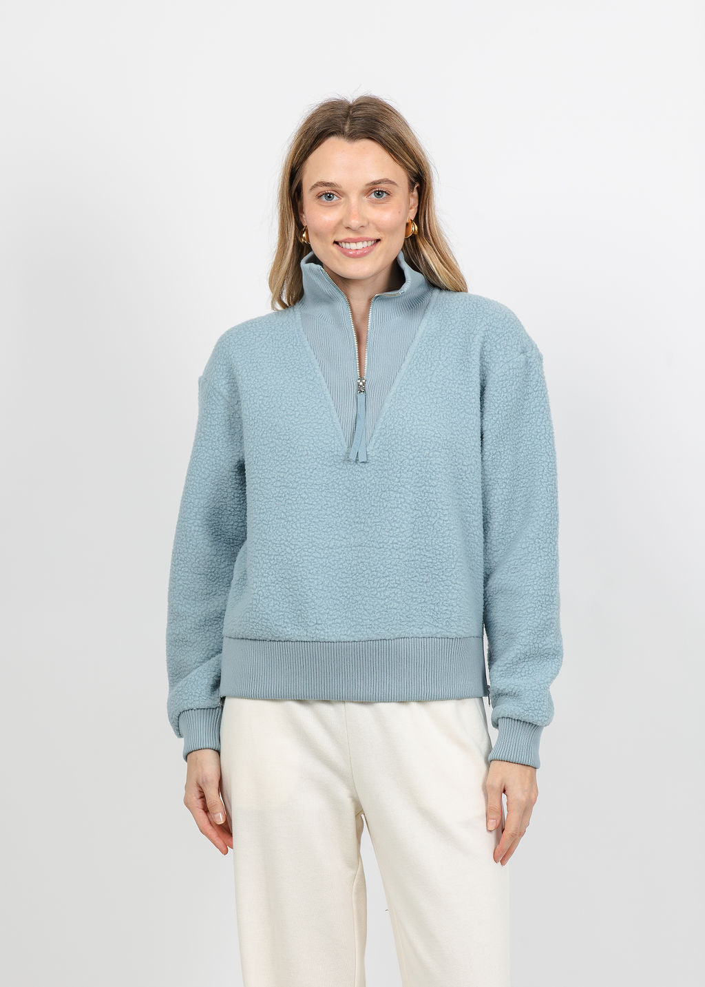 Varley Jaylin Half-Zip Fleece in Tourmaline available at Barbara Katz
