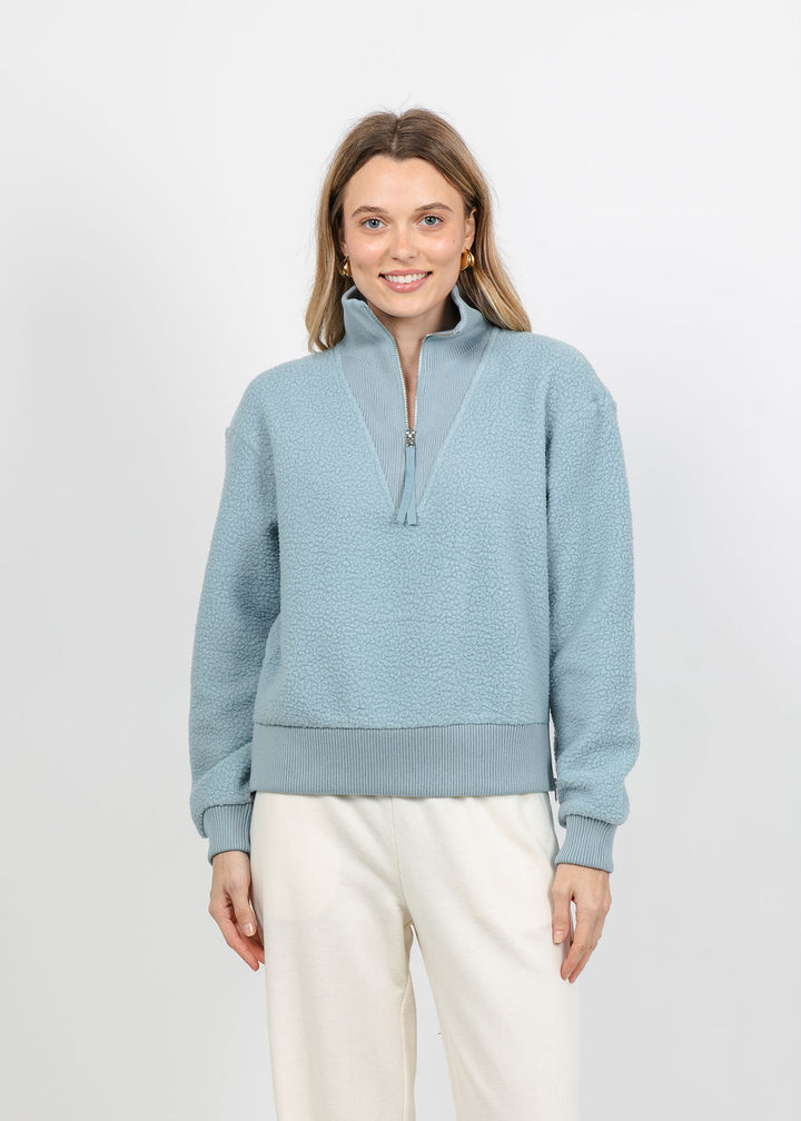 Varley Jaylin Half-Zip Fleece in Tourmaline available at Barbara Katz