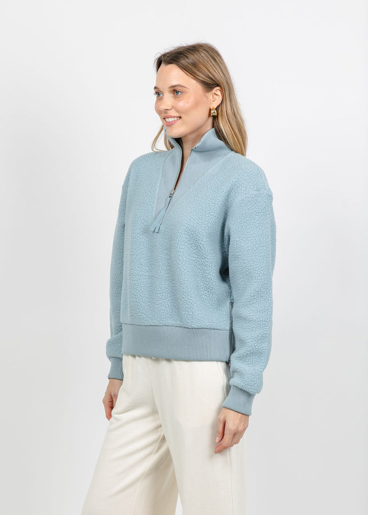Varley Jaylin Half-Zip Fleece in Tourmaline available at Barbara Katz