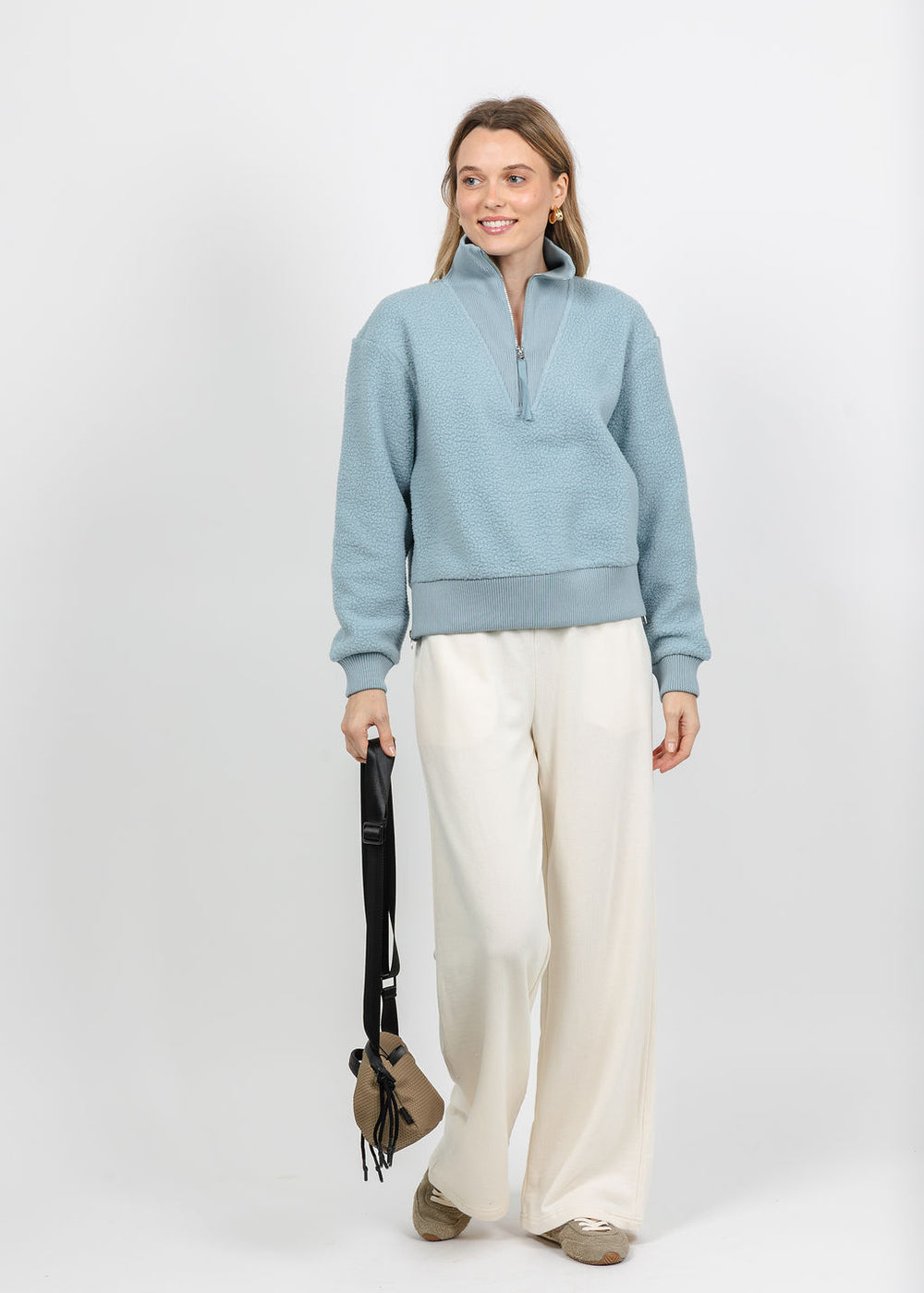 Varley Jaylin Half-Zip Fleece in Tourmaline available at Barbara Katz