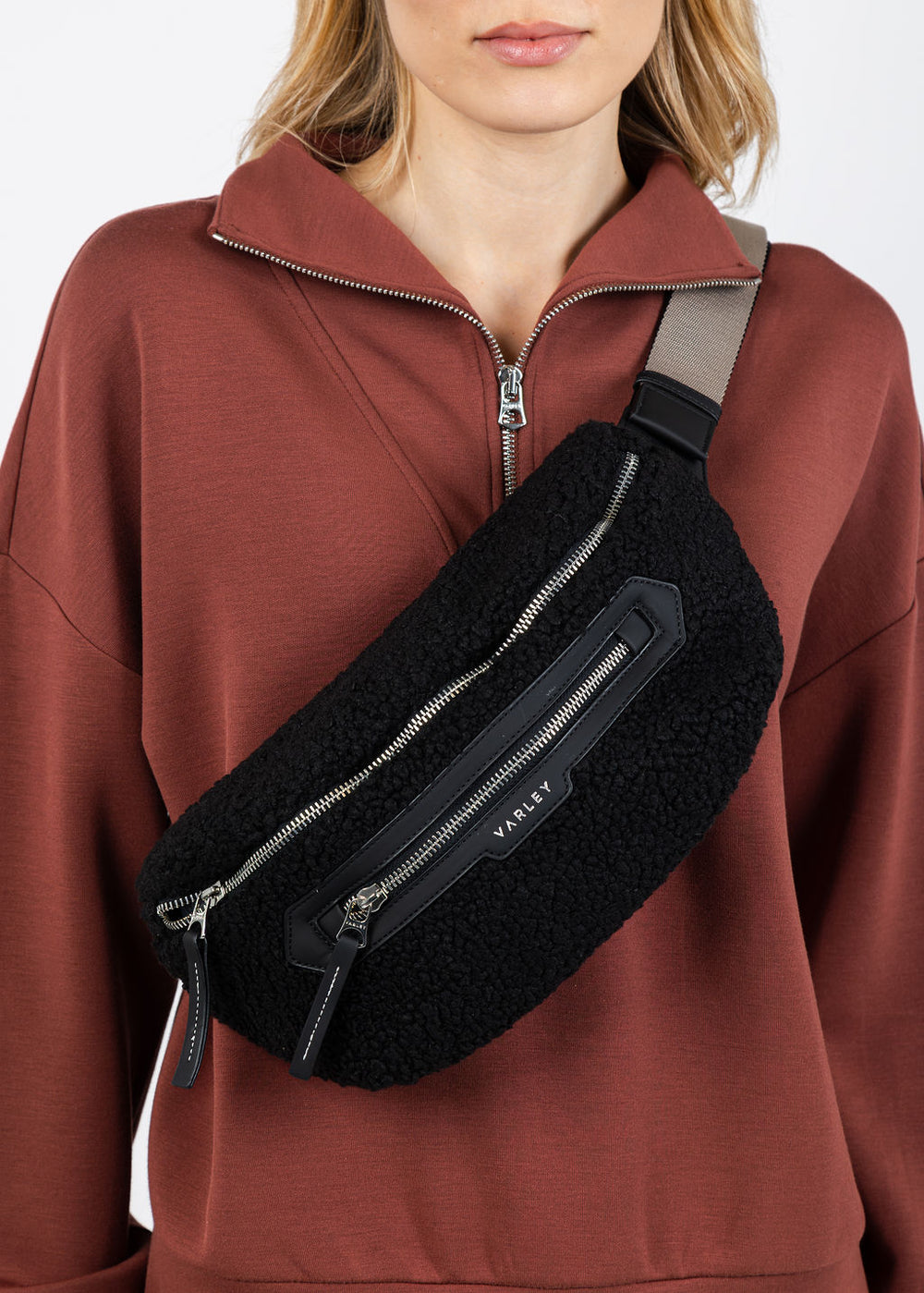 Varley Kansa Sherpa Belt Bag in Black available at Barbara Katz