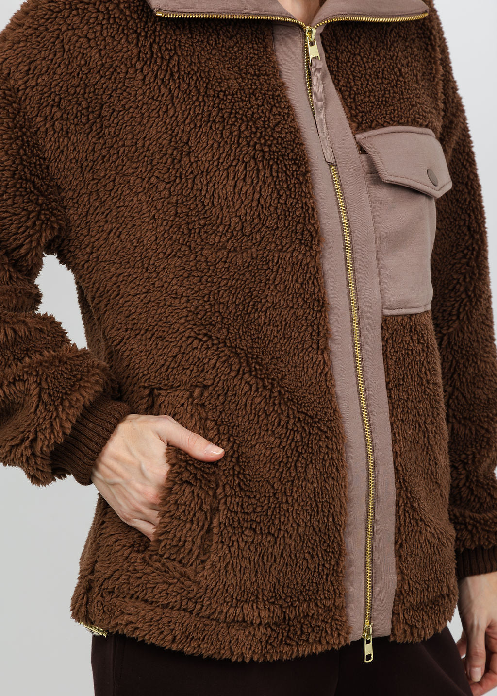 Varley Lowell Sherpa Jacket in Carafe available at Barbara Katz