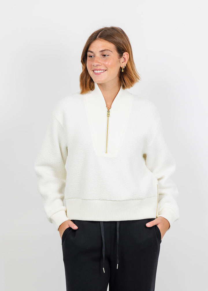 Varley Mumford Half-Zip Fleece - Egret available at Barbara Katz