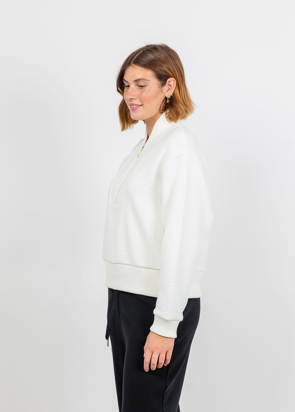 Varley Mumford Half-Zip Fleece - Egret available at Barbara Katz