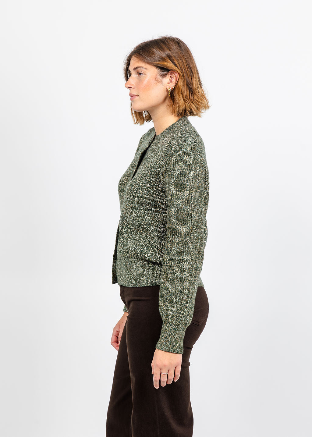 Varley Patricia Rib Cardigan - Ponderosa Pine Fleck available at Barbara Katz