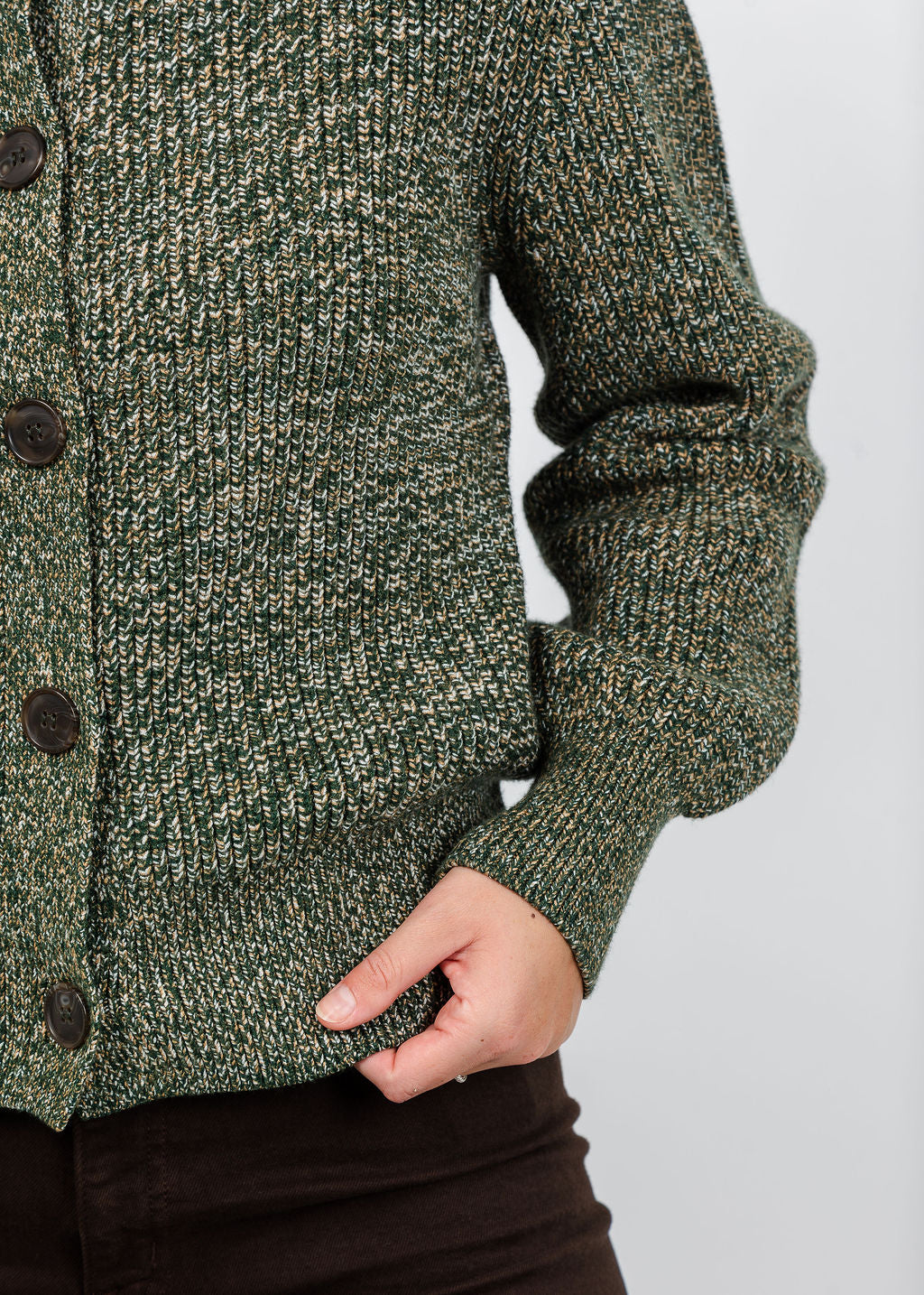 Varley Patricia Rib Cardigan - Ponderosa Pine Fleck available at Barbara Katz