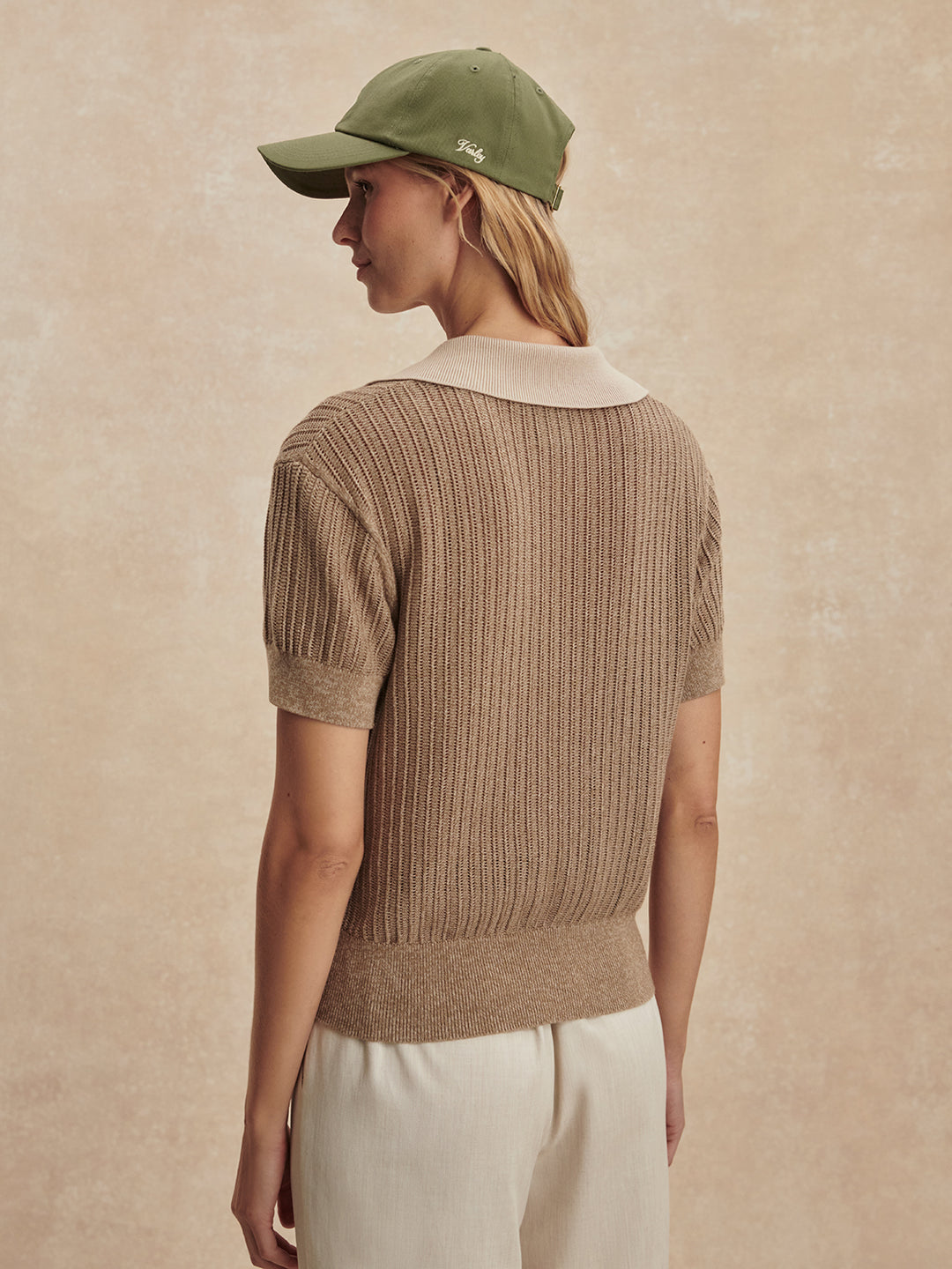 Varley Perrine Knit Polo in Sepia Twist available at Barbara Katz