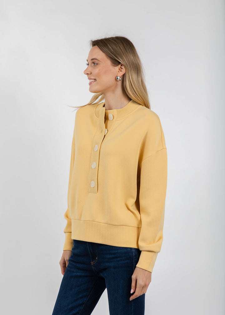 Varley Reena Button Front Sweat in Sahara Sun available at Barbara Katz