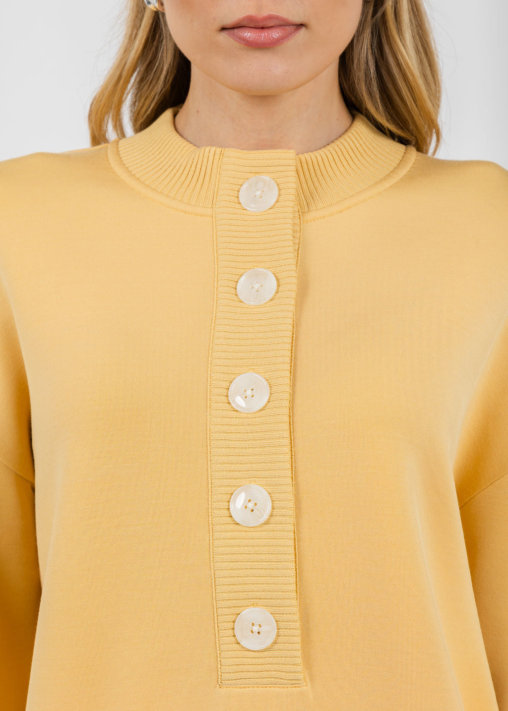 Varley Reena Button Front Sweat in Sahara Sun available at Barbara Katz