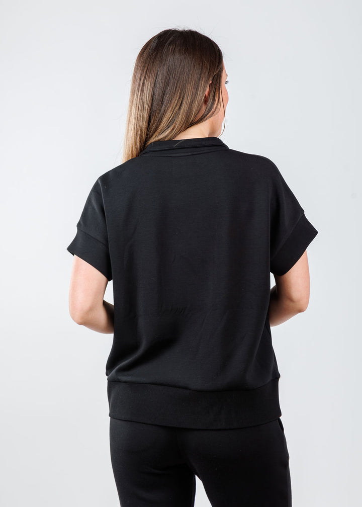Varley Ritchie Short Sleeve Sweatshirt in Black available at Barbara Katz 
