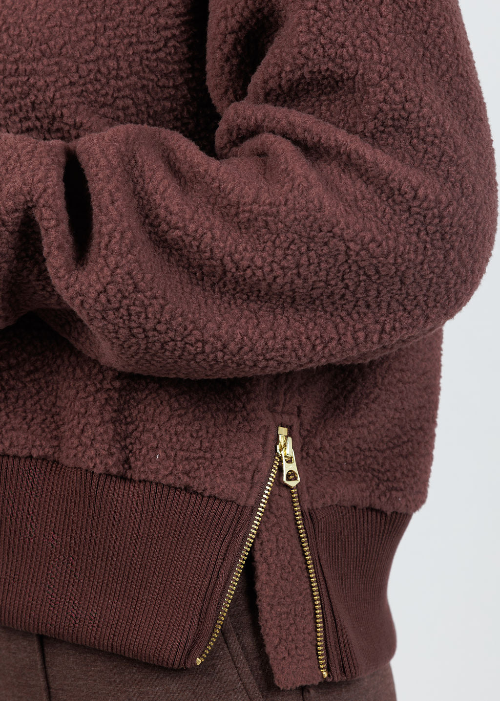 Varley Roselle Half-Zip Fleece Sweater in Deep Mahogany available at Barbara Katz
