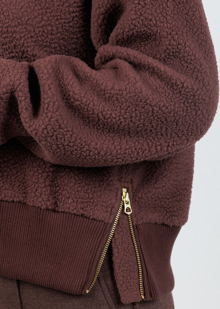 Varley Roselle Half-Zip Fleece Sweater in Deep Mahogany available at Barbara Katz