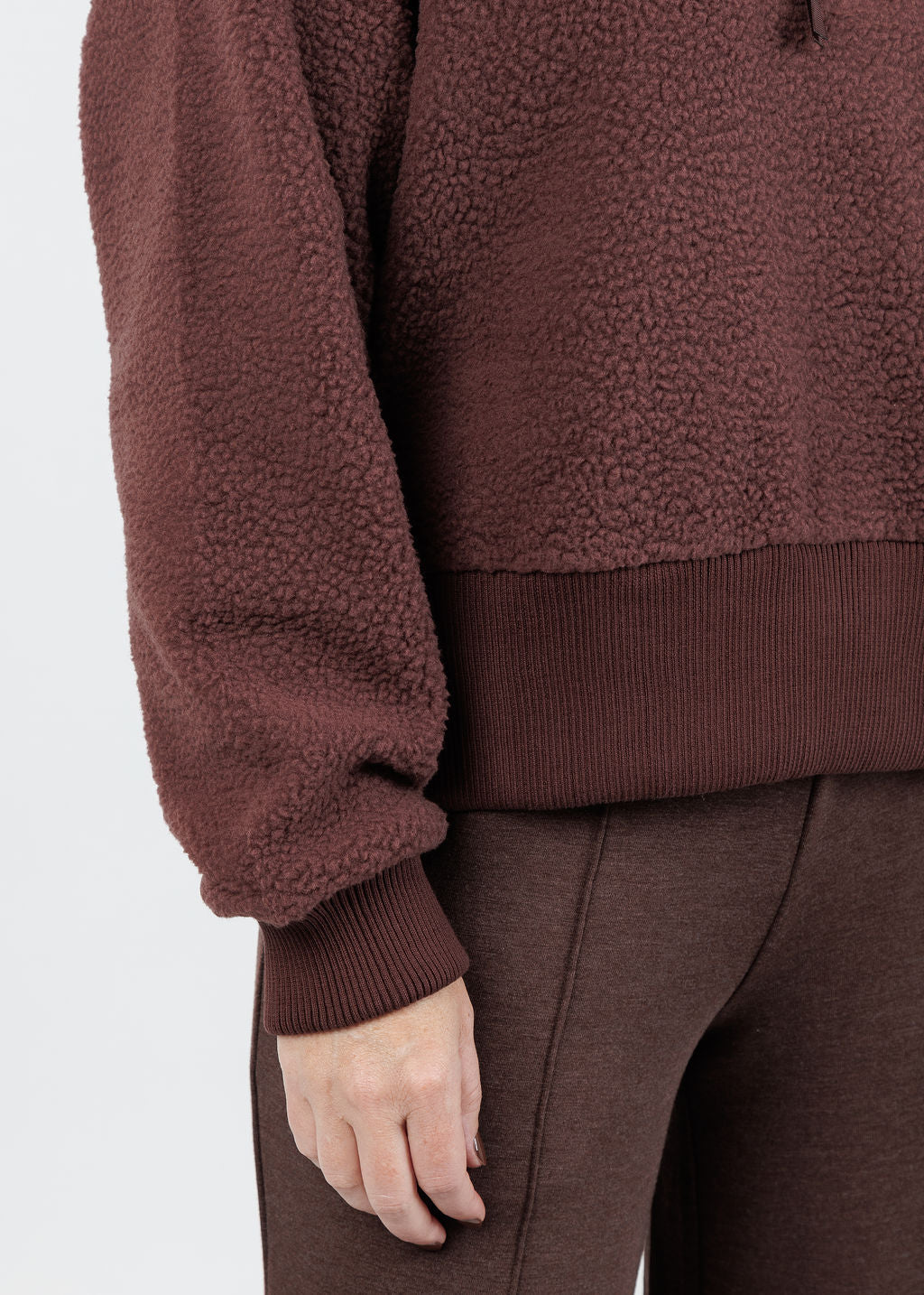 Varley Roselle Half-Zip Fleece Sweater in Deep Mahogany available at Barbara Katz