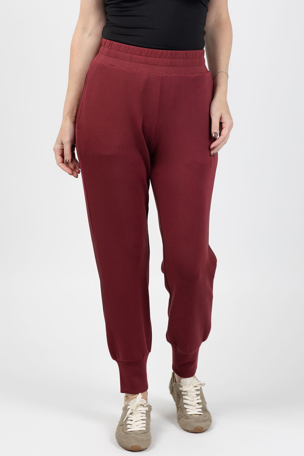 Varley The Slim Cuff Pants 27.5" in New Maroon available at Barbara Katz