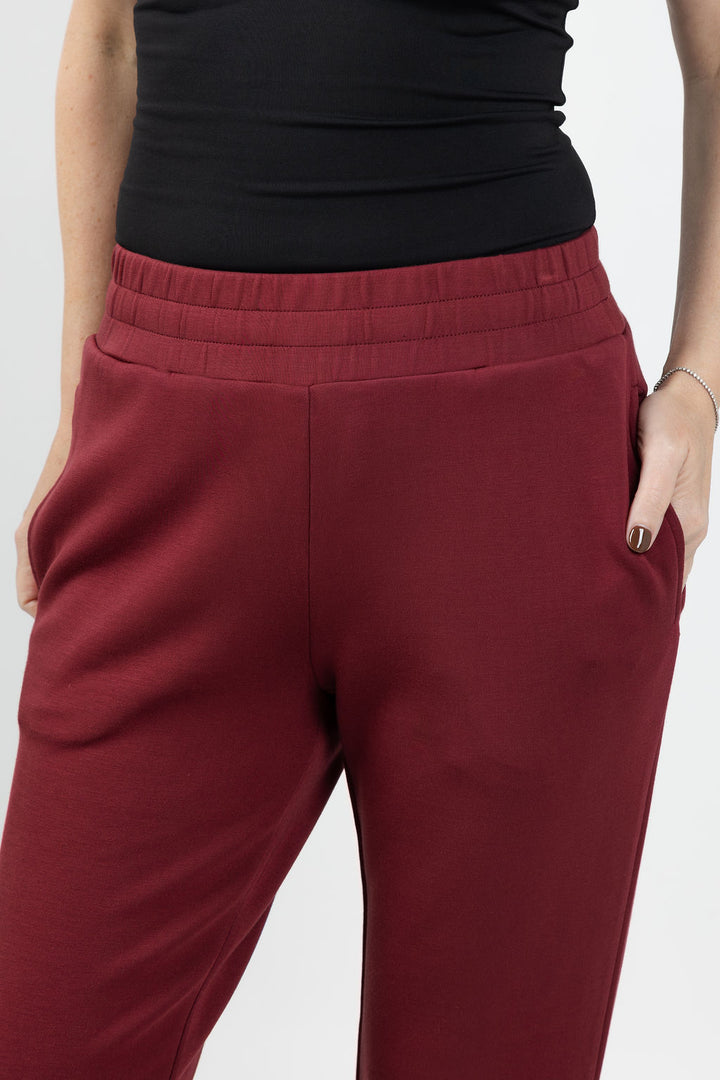 Varley The Slim Cuff Pants 27.5" in New Maroon available at Barbara Katz