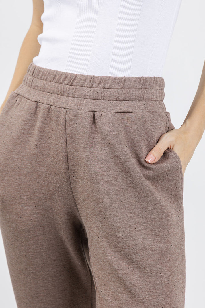 Varley The Slim Cuff Pants 27.5" in Deep Taupe Marl Fleck available at Barbara Katz