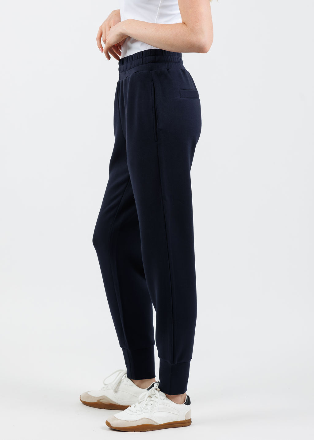 Varley The Slim Cuff Pants 27.5" in Navy available at Barbara Katz