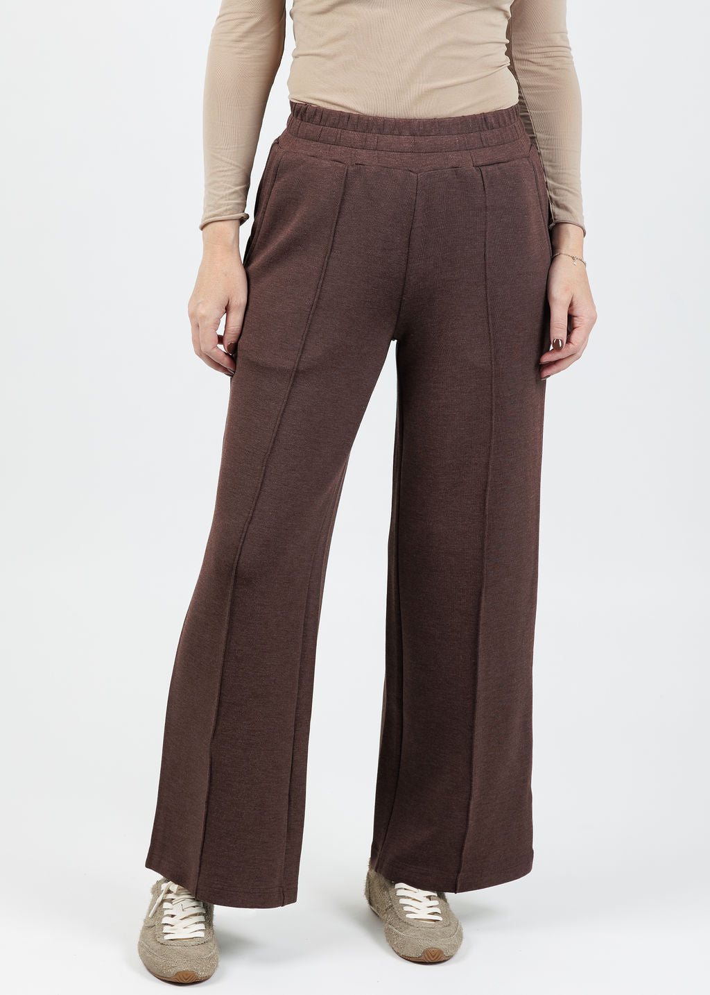 Varley The Wide Leg Pants 28" in Coffee Bean Marl available at Barbara Katz