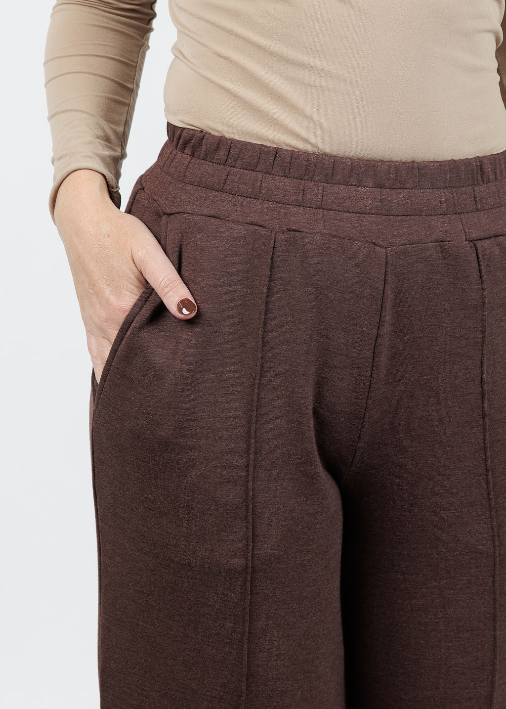 Varley The Wide Leg Pants 28" in Coffee Bean Marl available at Barbara Katz