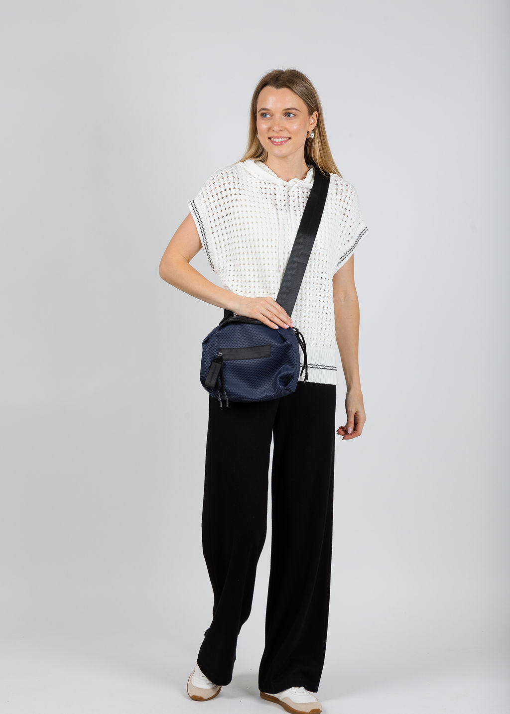 Varley Vittoria Knit Hoodie in Snow White available at Barbara Katz