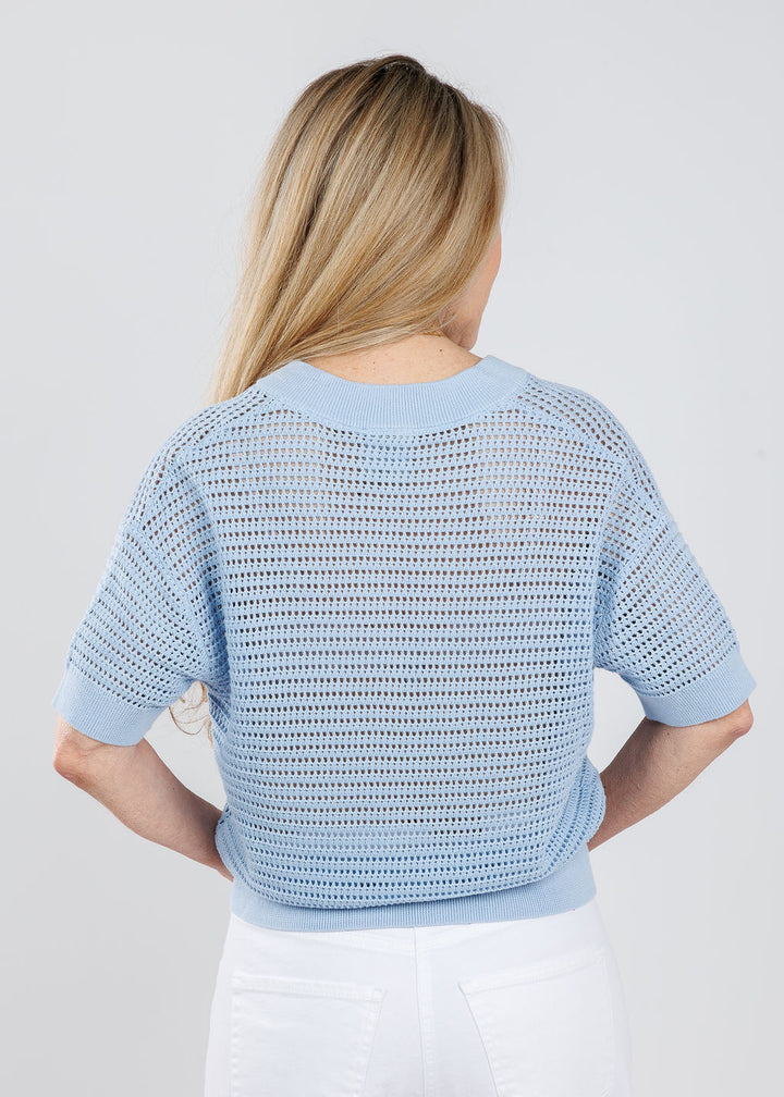 Varley Callie Knit Top in Cashmere Blue available at Barbara Katz