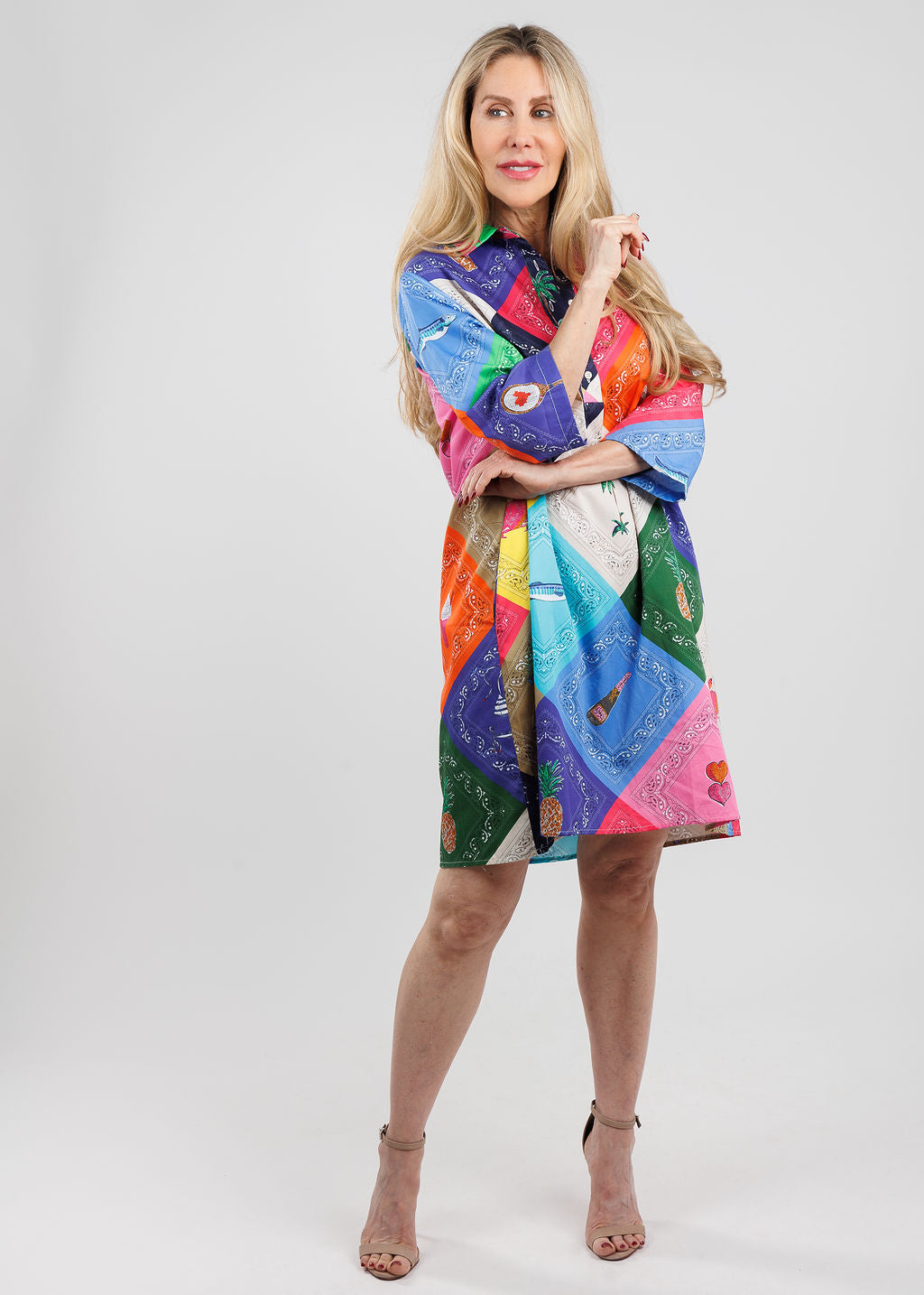 Vilagallo Alana Bandana Dress in Multi available at Barbara Katz