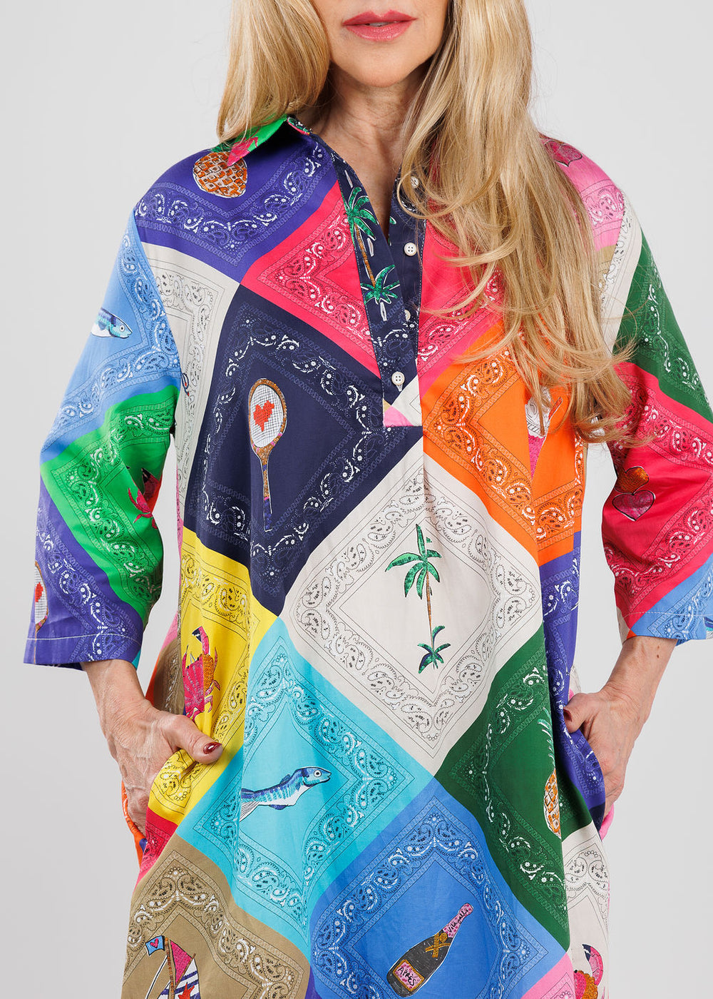 Vilagallo Alana Bandana Shirt Dress in Multi available at Barbara Katz