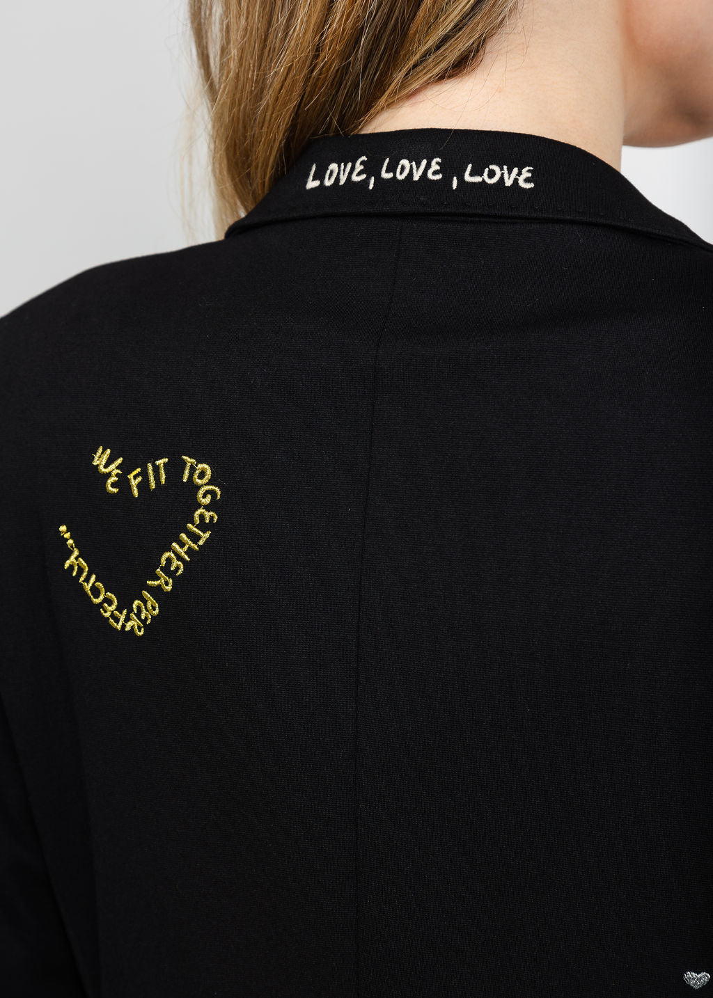 Vilagallo Cupid Patched &amp; Embroidered Jacket - Black available at Barbara Katz