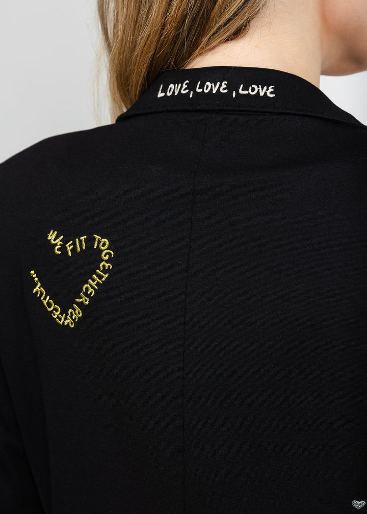 Vilagallo Cupid Patched &amp; Embroidered Jacket - Black available at Barbara Katz