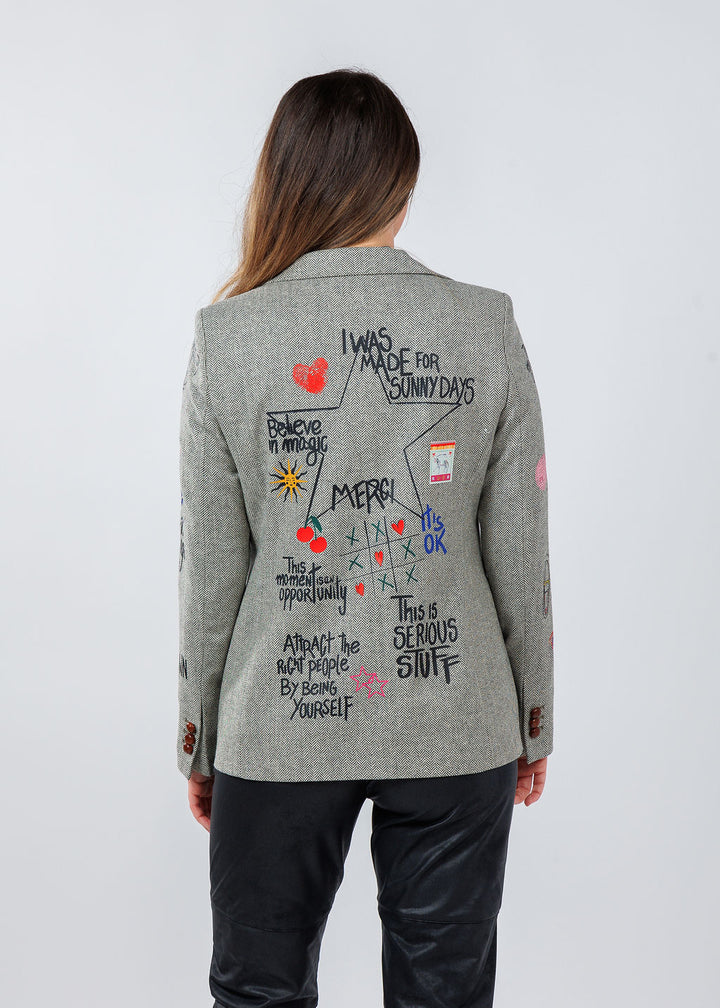Vilagallo Helen Graffiti Jacket in Multi available at Barbara Katz