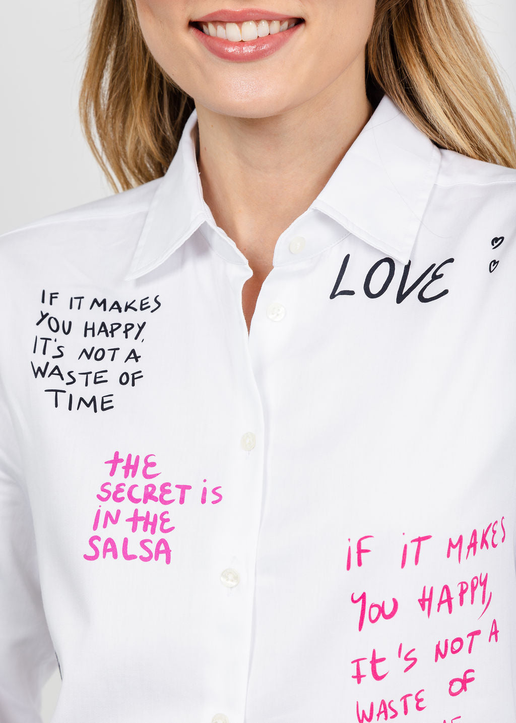 Vilagallo Ferris Wheel Love Graffiti Print Blouse - White available at Barbara Katz