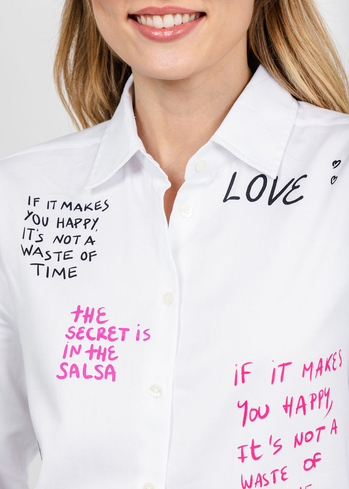 Vilagallo Ferris Wheel Love Graffiti Print Blouse - White available at Barbara Katz