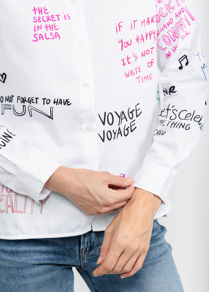 Vilagallo Ferris Wheel Love Graffiti Print Blouse - White available at Barbara Katz